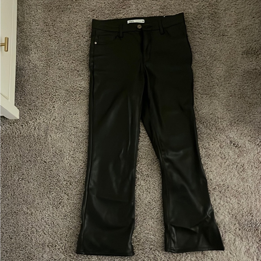 Zara Leather Mini Flare Pants